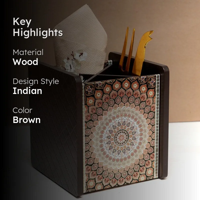 Multi Compartment Wooden Cutlery Stand media 2