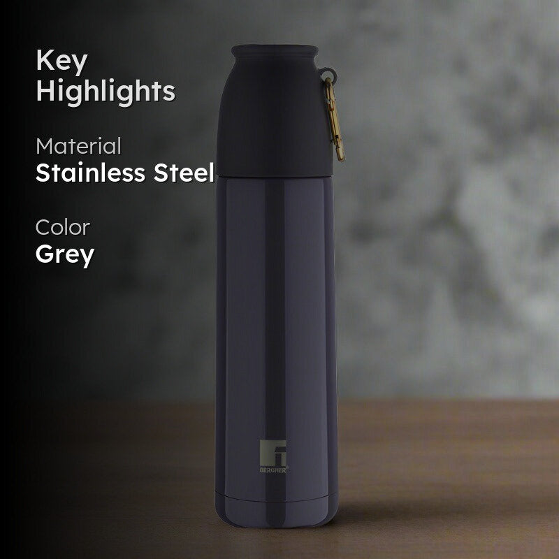 Bergner Walking Thermosteel Hot and Cold Flask (Grey) -500 mL media 2