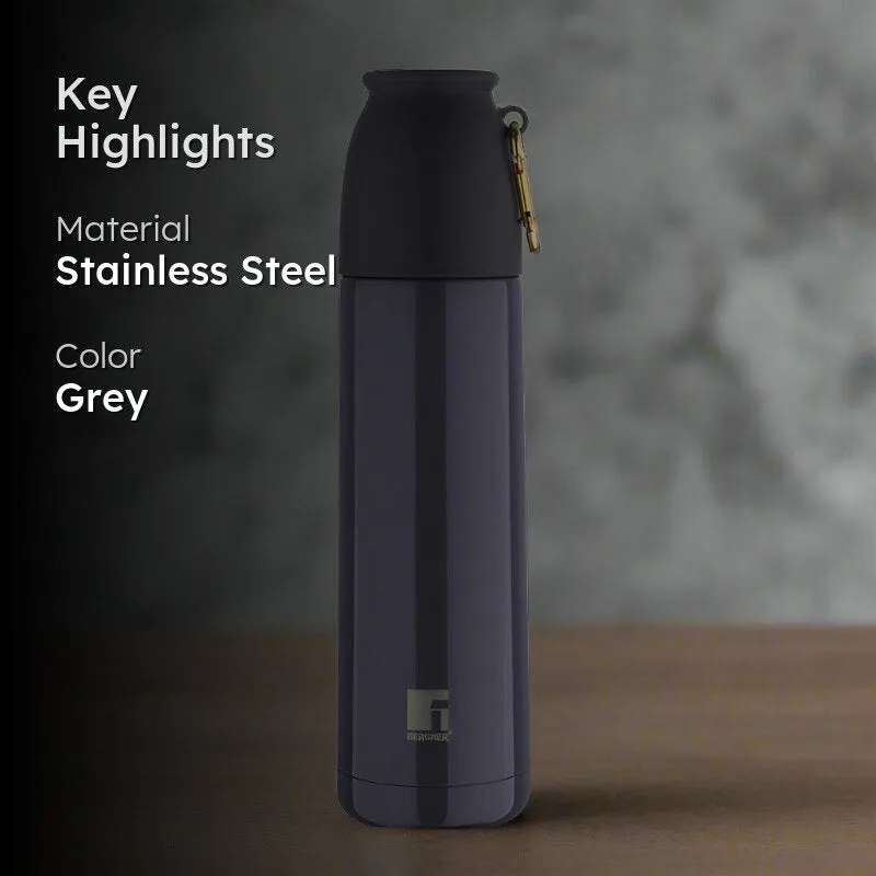 Bergner Walking Thermosteel Hot and Cold Flask (Grey) -500 mL media 2