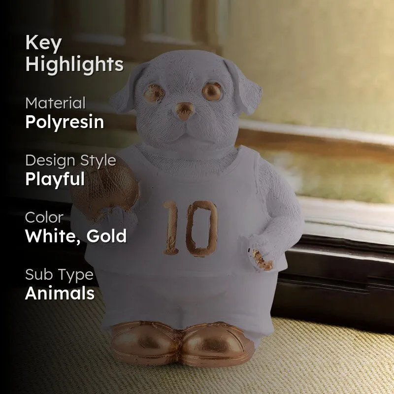 Dribble Dog Painted Polyresin Showpiece - White media 2