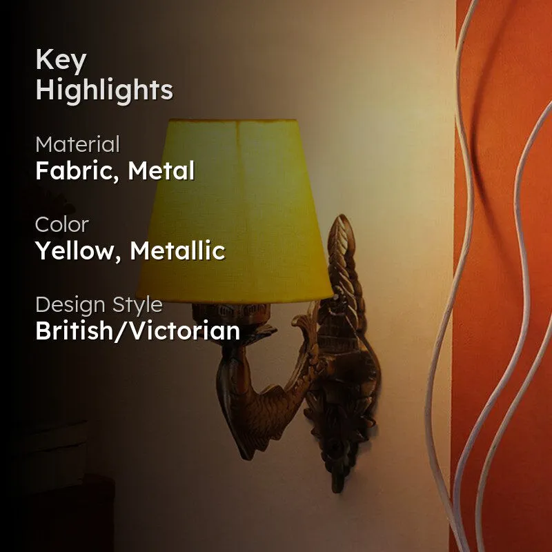 Ziada Stiva Conical Fabric & Metal Wall Lamp - Yellow media 2