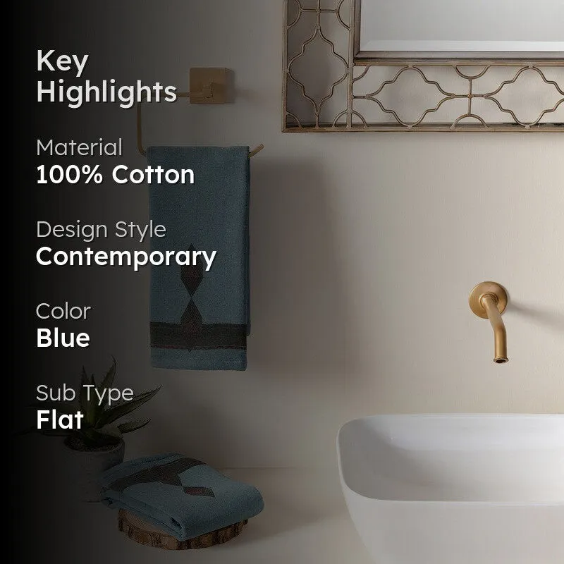 Heritage Cotton Hand Towel (Blue) - Set Of Two media 2