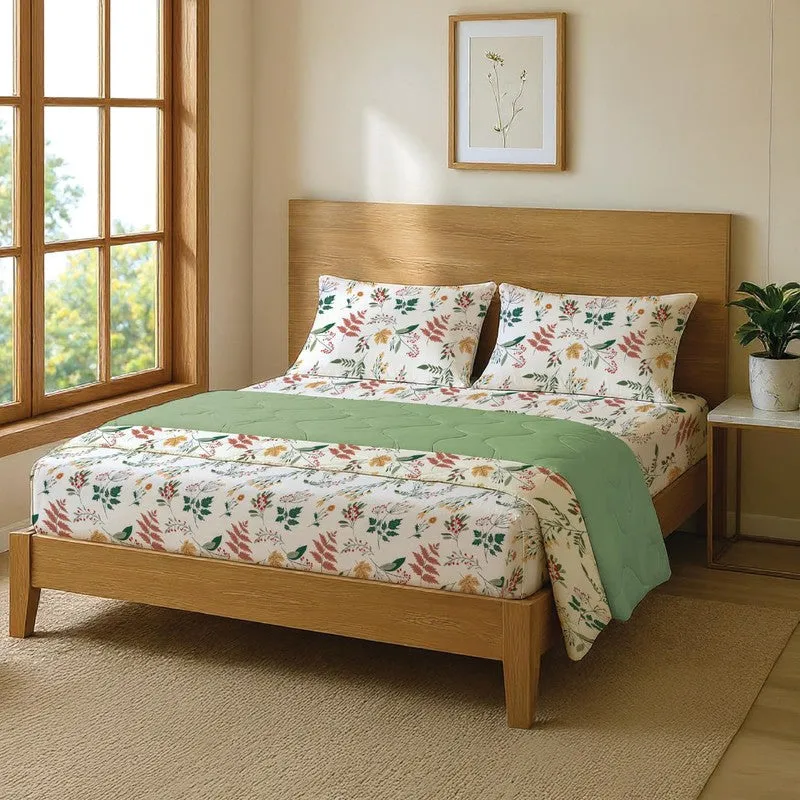 Urban Space Floral Multicolor Glace Cotton,Microfiber Bedding Set (200 TC) - Four Piece Set media 1
