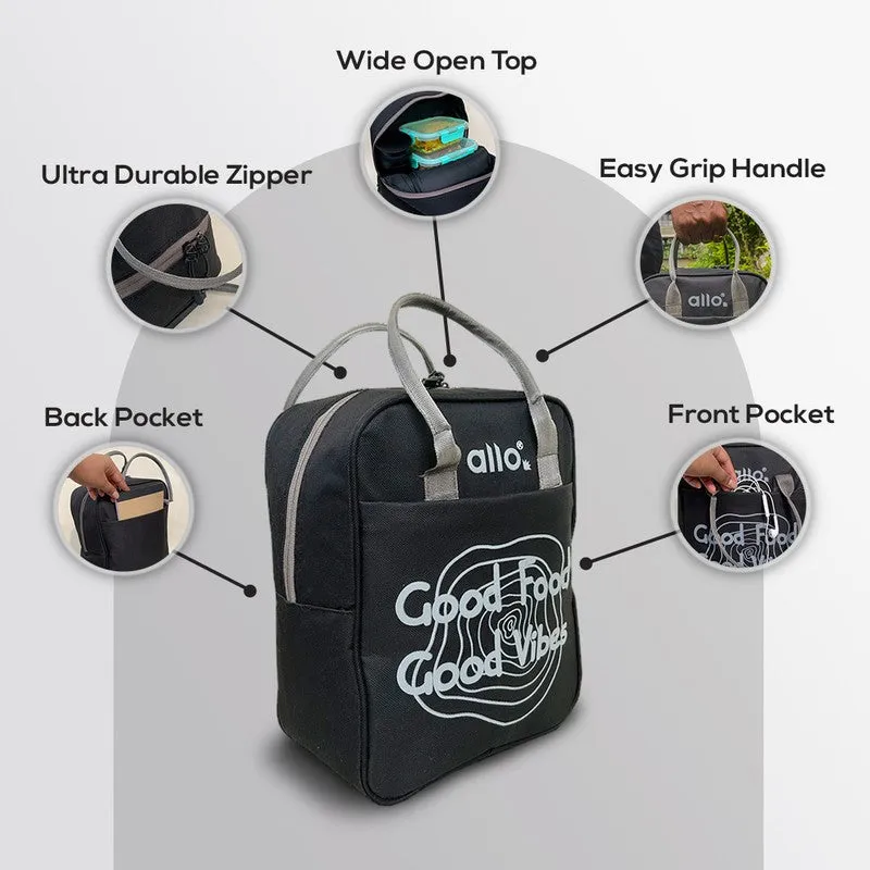 Good Food Polyester Lunch Bag - Black & Grey media 5