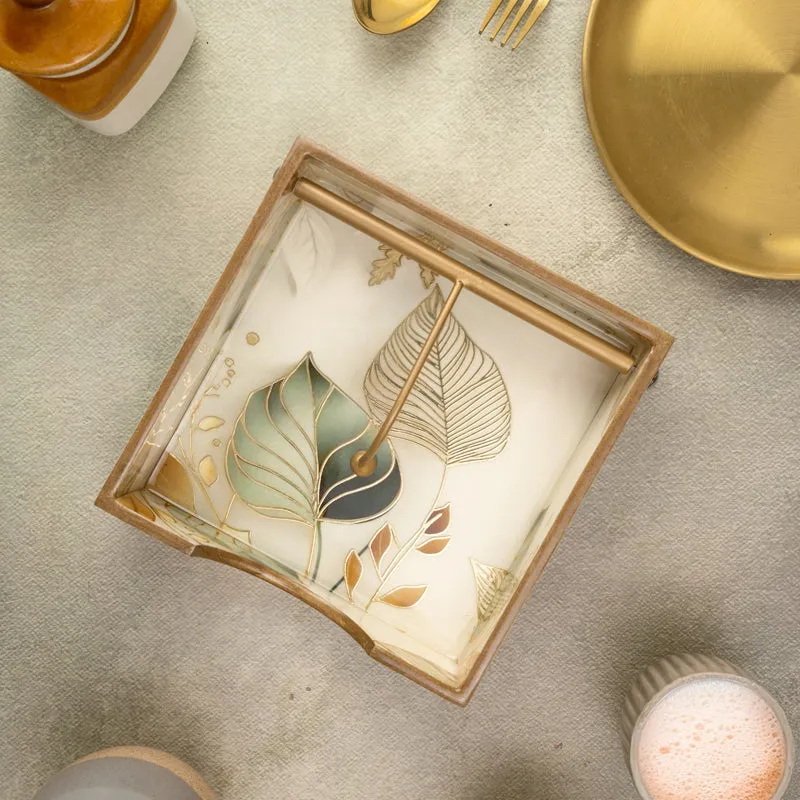 Golden Leaves Wodden Tissue Holder media 3