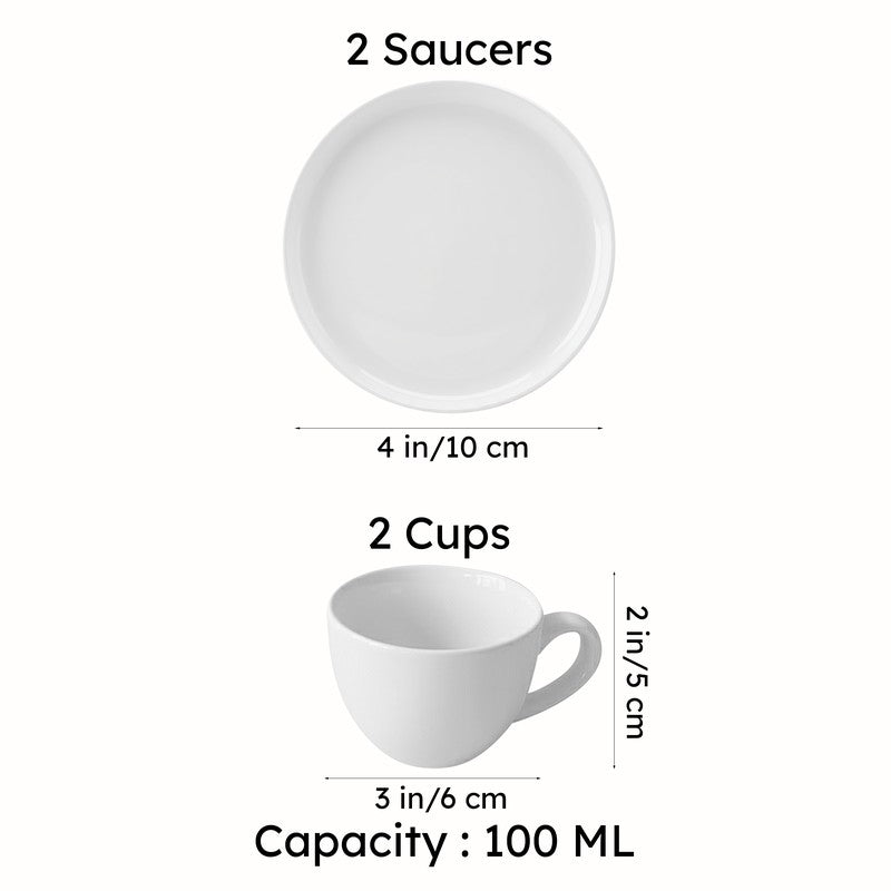Blush & Brew Ceramic Cup & Saucer (Deep Green/100 mL) - Four Piece Set media 7