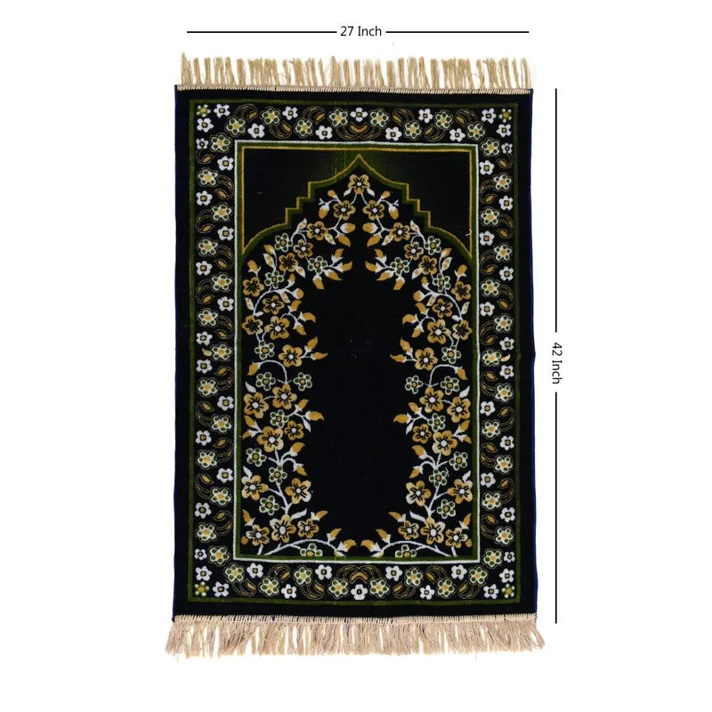 Noorzen Velvet Prayer Mat - Yellow,Black media 6