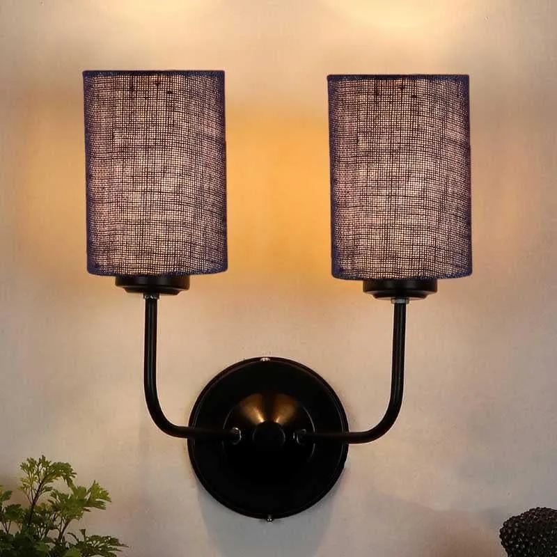 Biyox Cylindrical Double Fabric Wall Lamp media 1