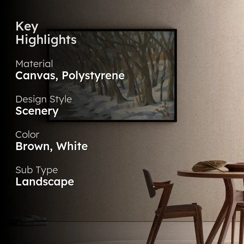 Winter Trees Canvas Wall Painting - Black Frame media 2