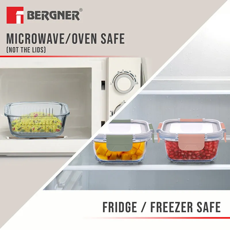 Bergner Glass Vault Airtight Glass Tiffin Box (Peach) - 320 mL media 4