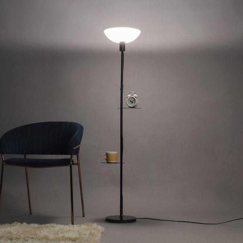 Corvina Black Floor Lamp With Shelf media 3