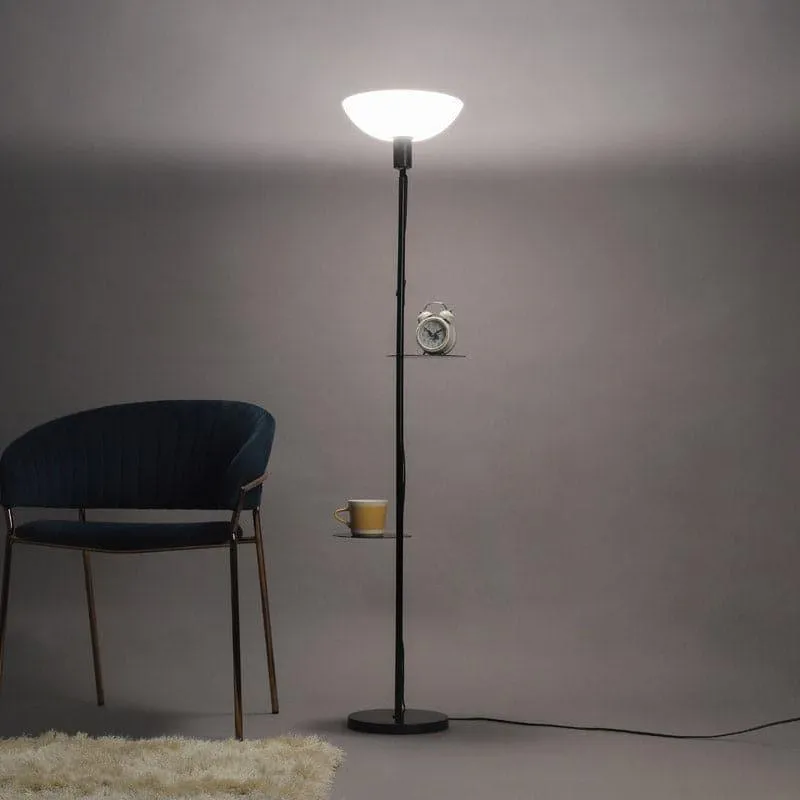 Corvina Black Floor Lamp With Shelf media 3