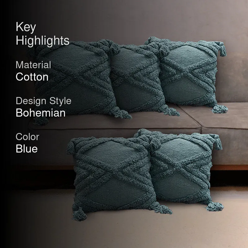 Squish & Stitch Tufted Cushion Cover (Blue) - Set Of Five media 2