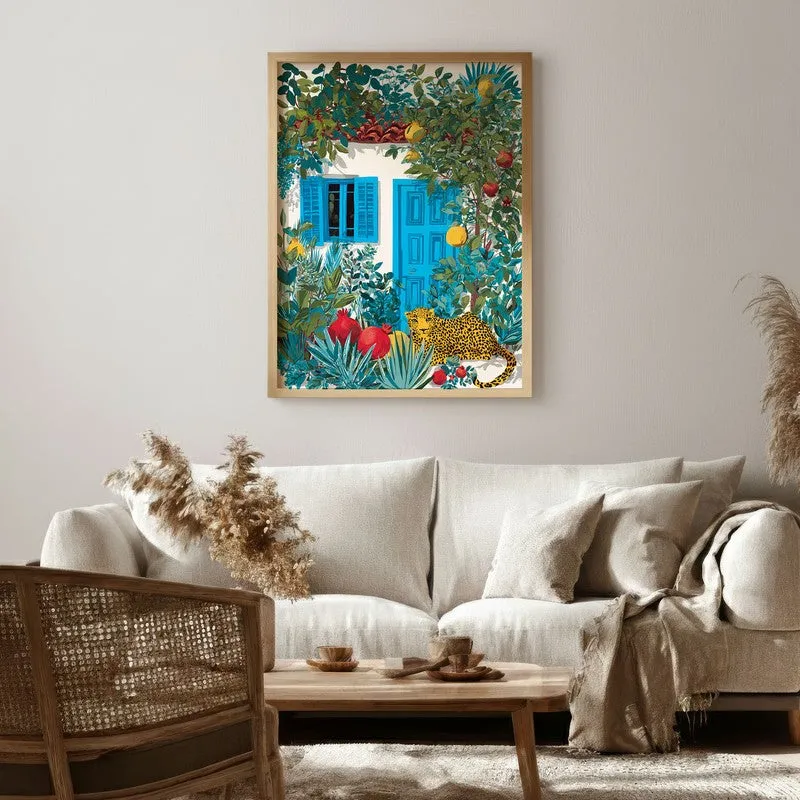 Floravista Botanical Blue Cottage Canvas Wall Painting With Brown Frame media 6
