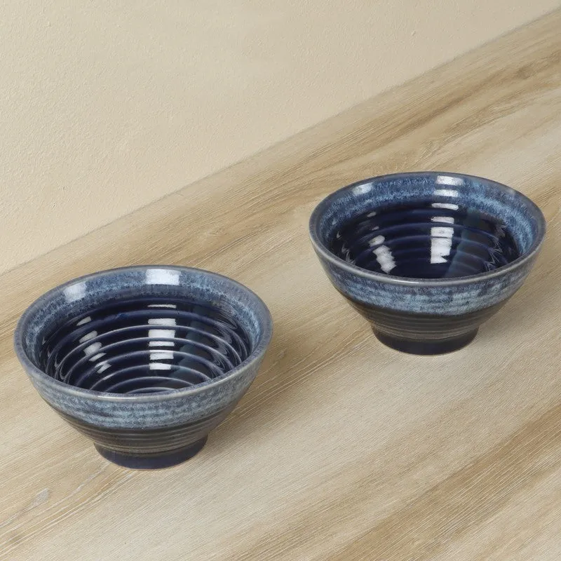 Ceramic Soup Bowls (Blue,400 mL Each) - Set Of Two media 3