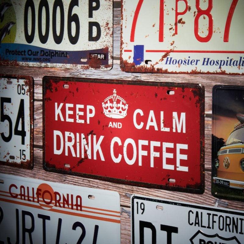 Keep Calm And Drink Coffee Sign Plate Metal Wall Accent media 5