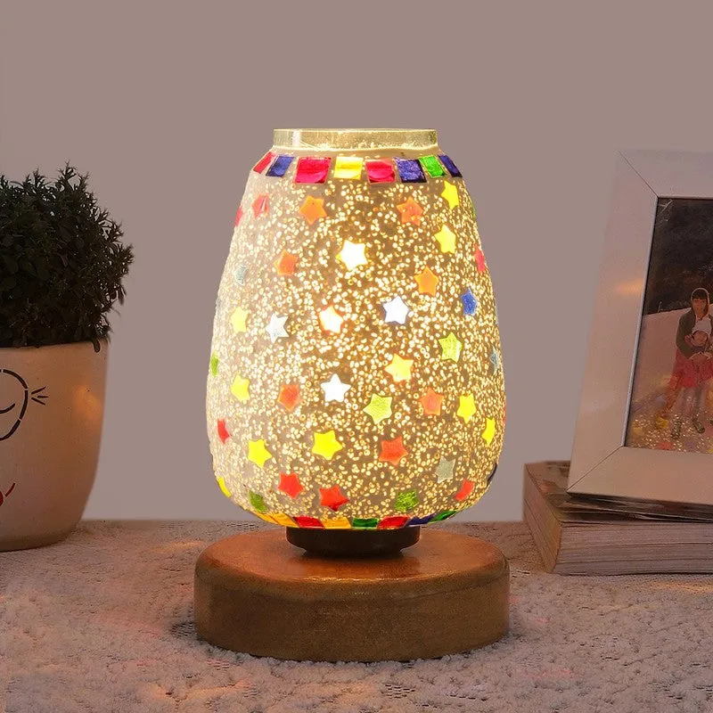 Flareonix Glass Table Lamp With Wooden Base - Multicolor media 3