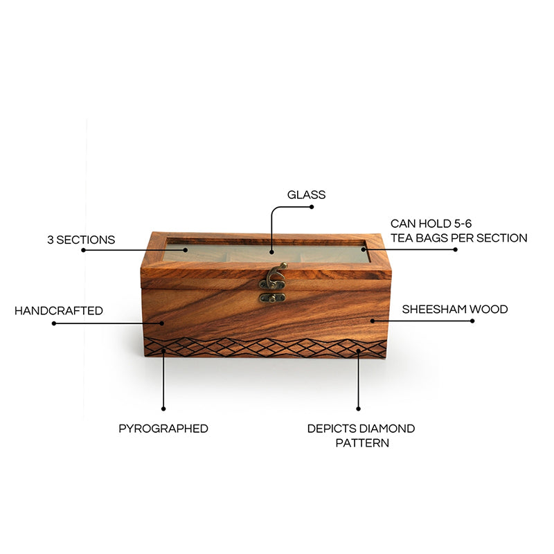 Mehira Sheesham Wood & Glass Tea Box media 5