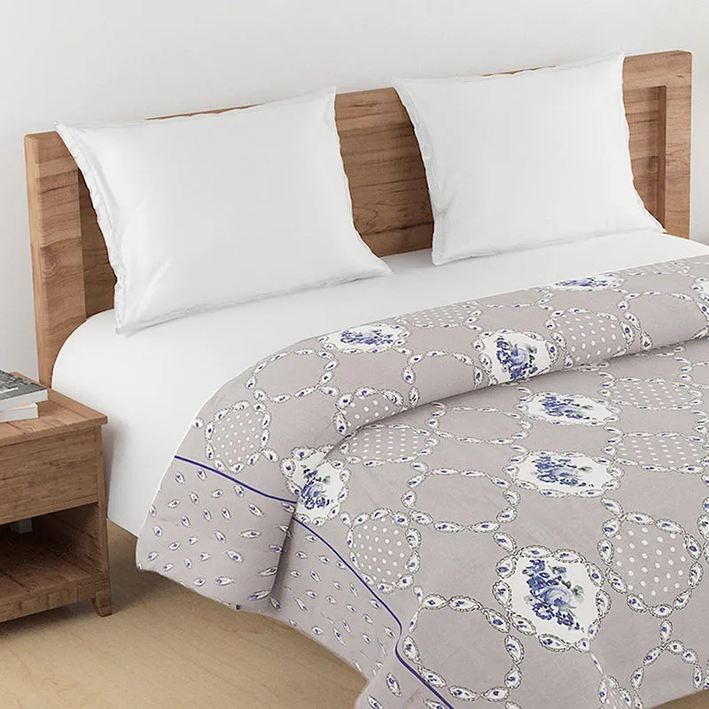 Swayam Rose Grove Cotton Comforter (Grey) - 150 GSM media 5