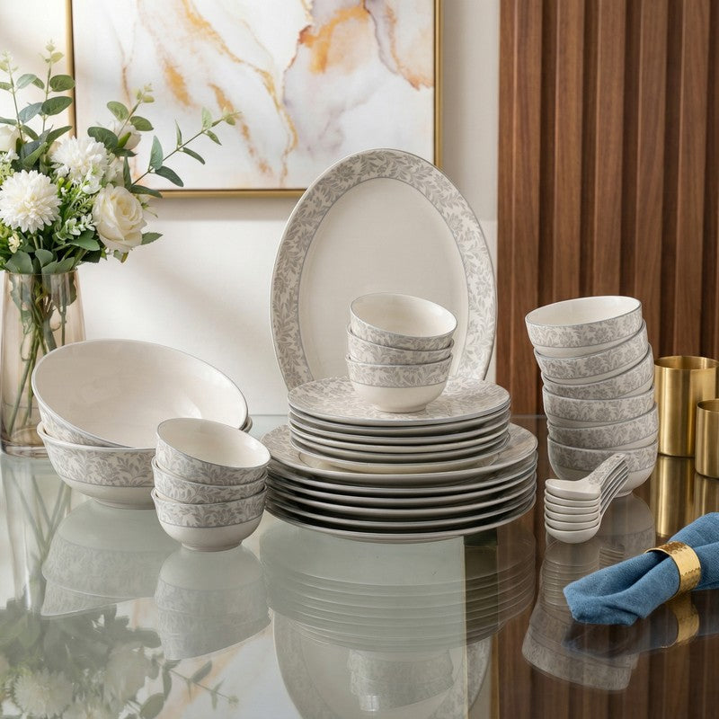 Dine Aura Porcelain Dinner Set - 33 Piece Set