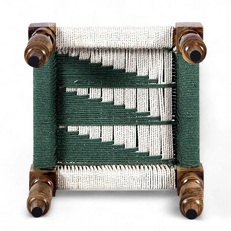 Firox Sheesham Wooden Bench with Stools (Green,White) - Three Piece Set media 6