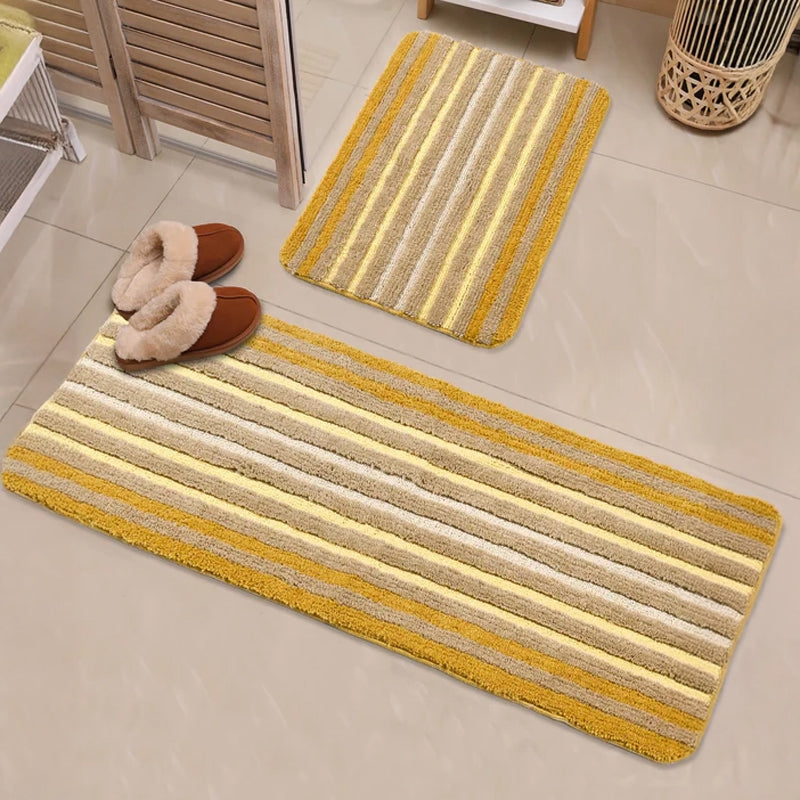 Saral Home Striped Anti-Skid Bathmat - Set of Two