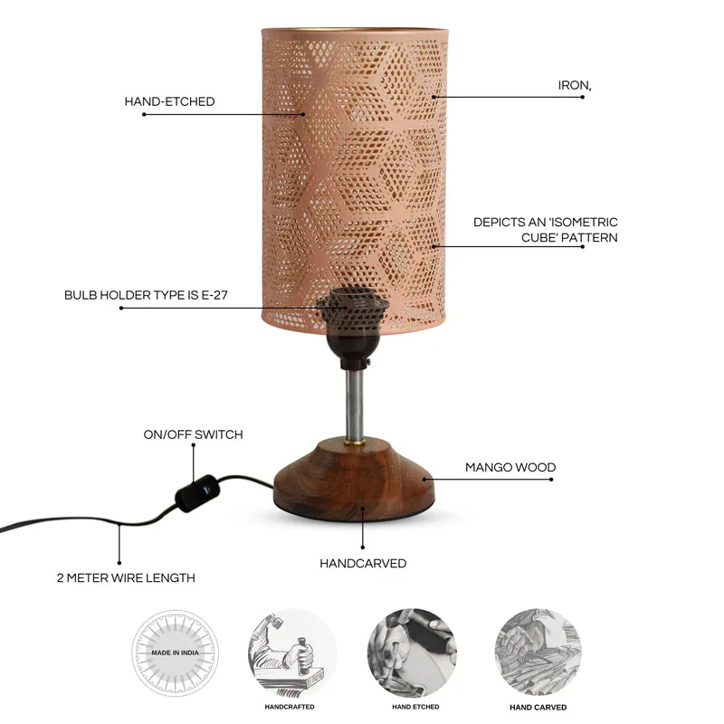 Zorya Handcrafted Iron Table Lamp - Peach,Brown media 5
