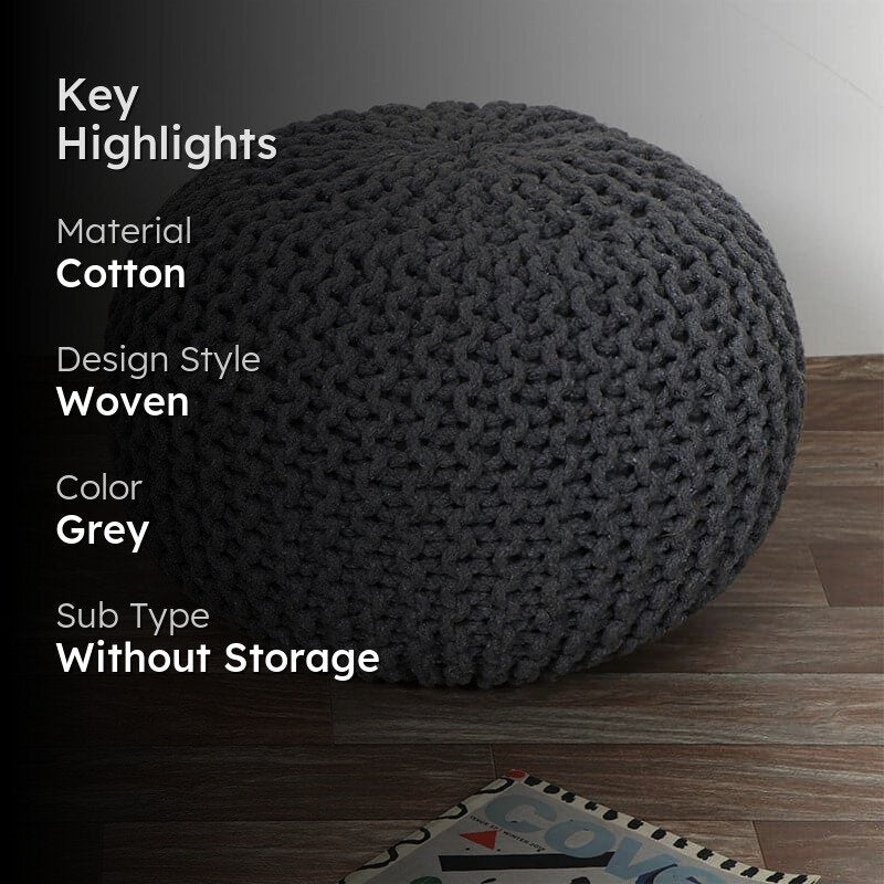 Cuna Cotton Pouffe - Grey image 2