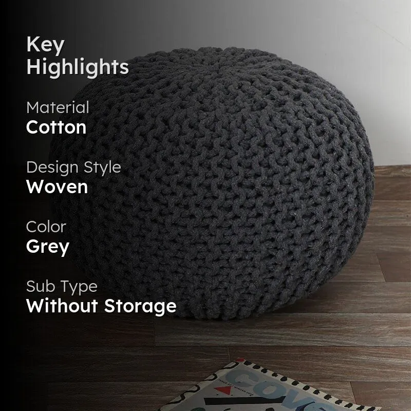 Cuna Cotton Pouffe - Grey media 2