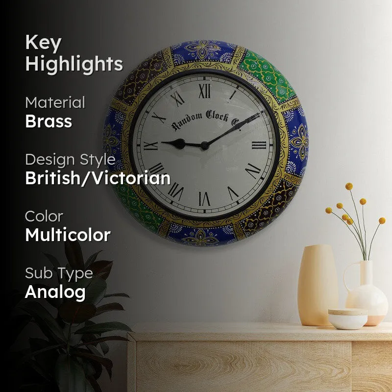 Calyra Brass Analog Wall Clock media 2