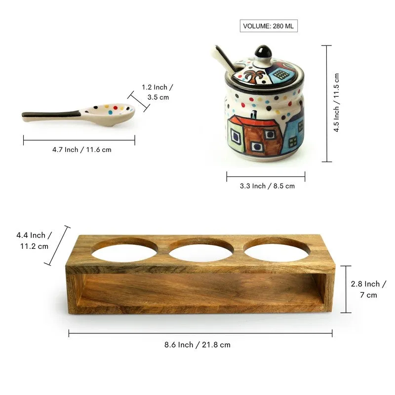 Sweet Home Handpainted Condiment Jar (280 Ml) - Seven Piece Set media 7