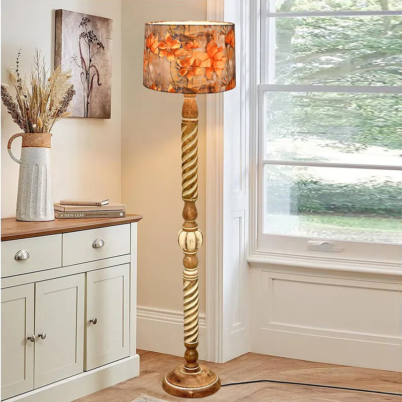 Fleurina Carve Wooden Floor Lamp media 2