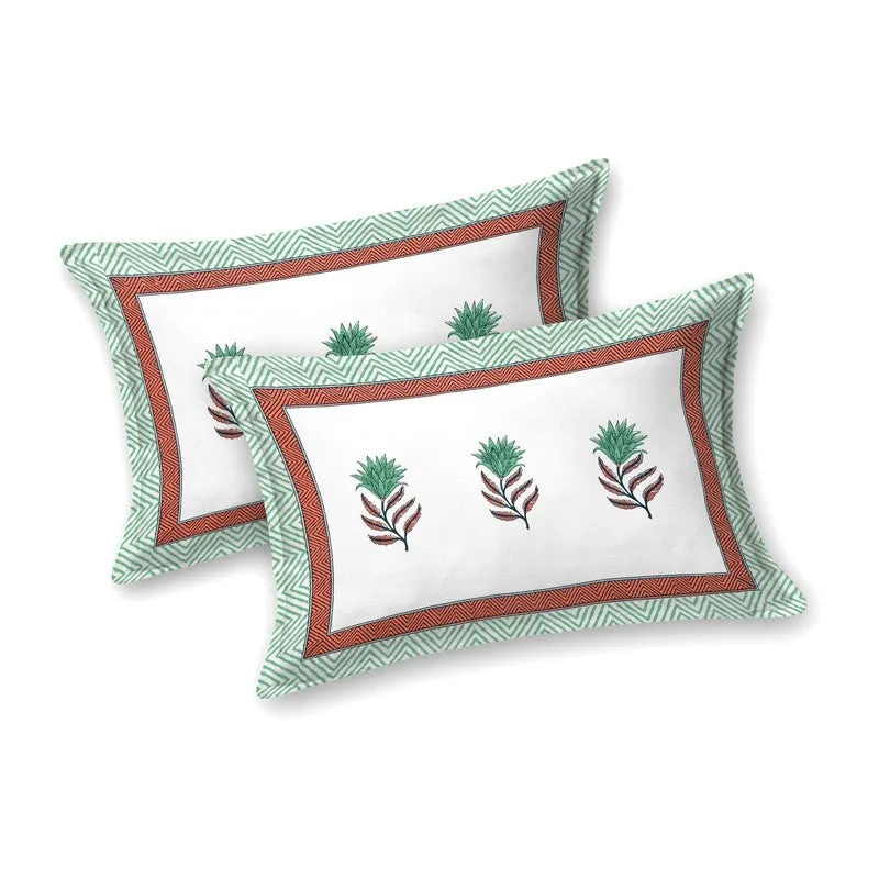 Gardena Cotton Bedsheet (White,Green) - 240 TC media 4