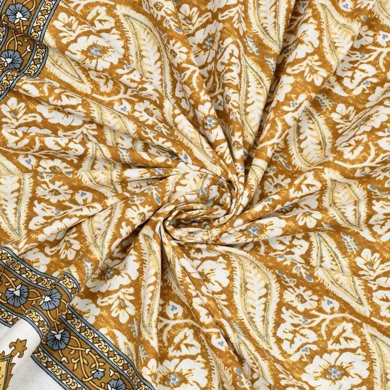 Mridula Ethnic Printed Cotton Bedsheet (Yellow) - 140 TC media 5