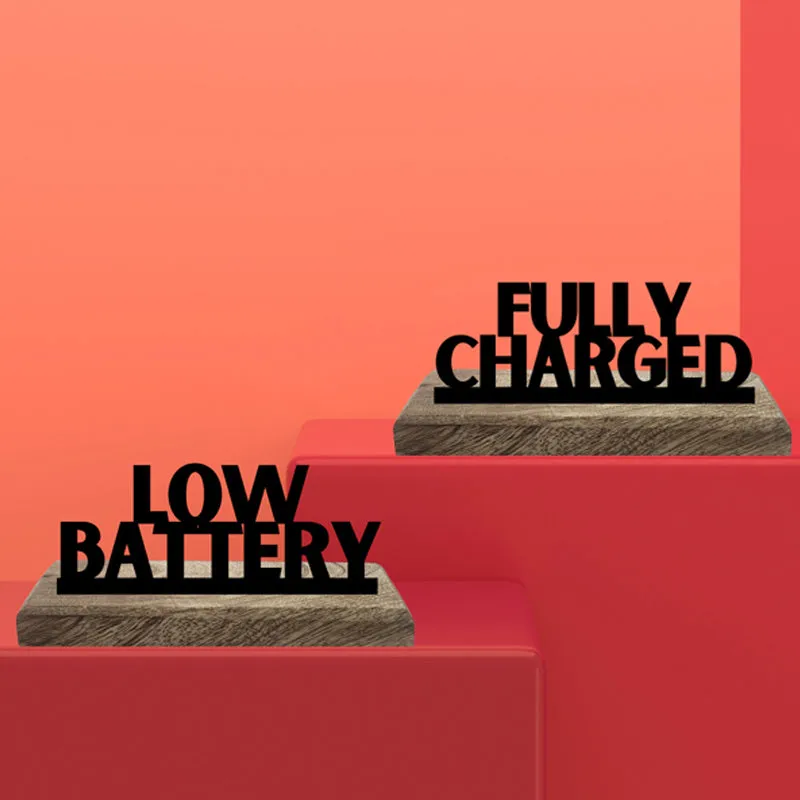 Low Battery Typography Showpiece - Set Of Two media 3