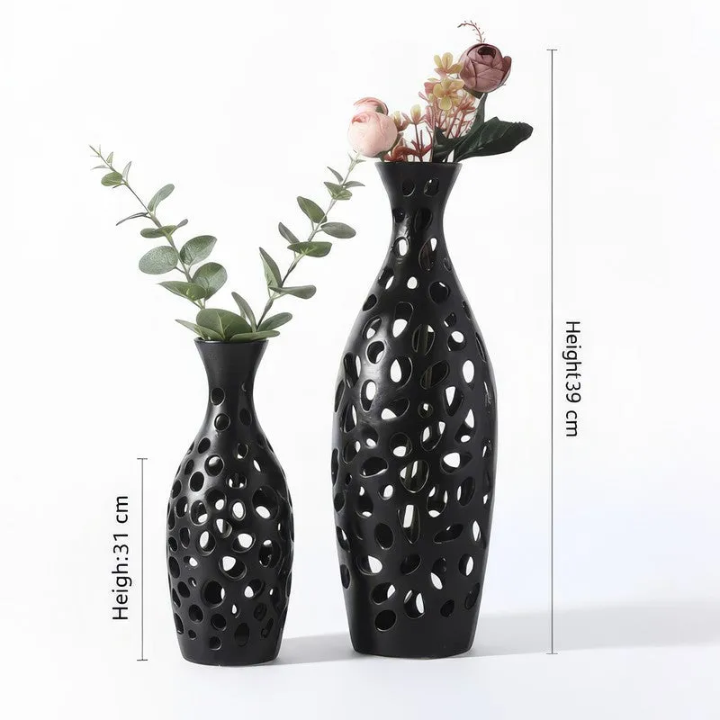 Modern Hollow Pattern Decorative Vase Set - Set Of Two media 8