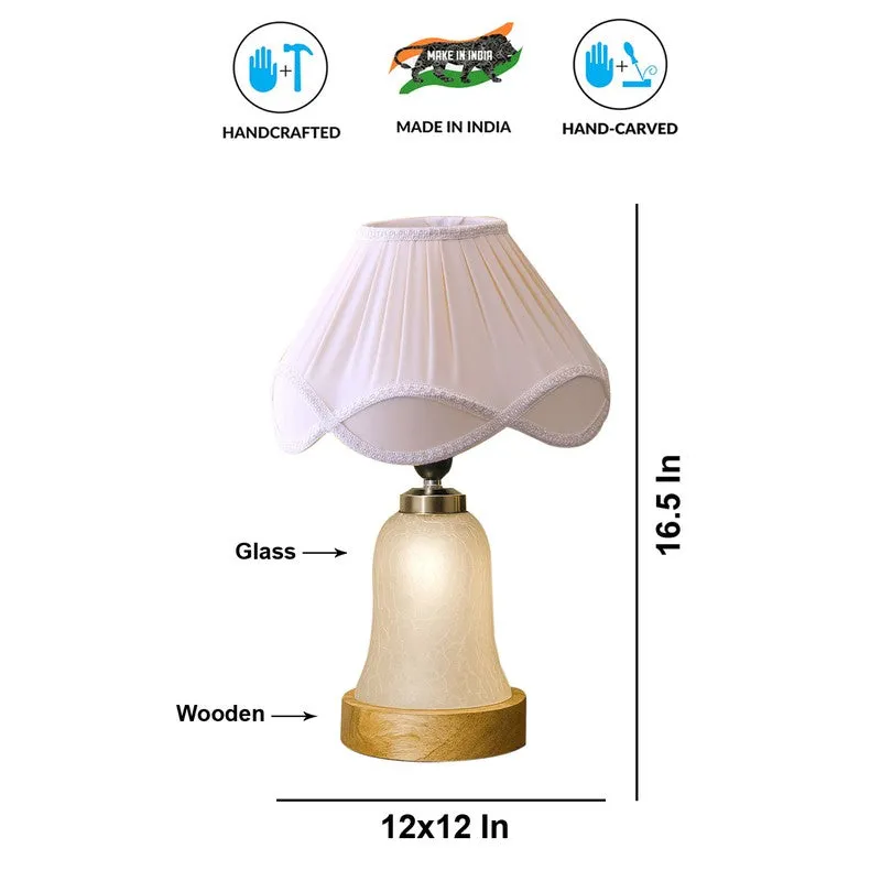 Zoravelle Arc Pleated Wooden Table Lamp - White media 9