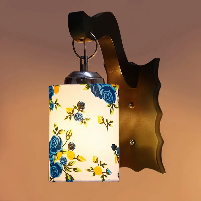 Delphi Printed Wooden Wall Lamp - Blue media 5