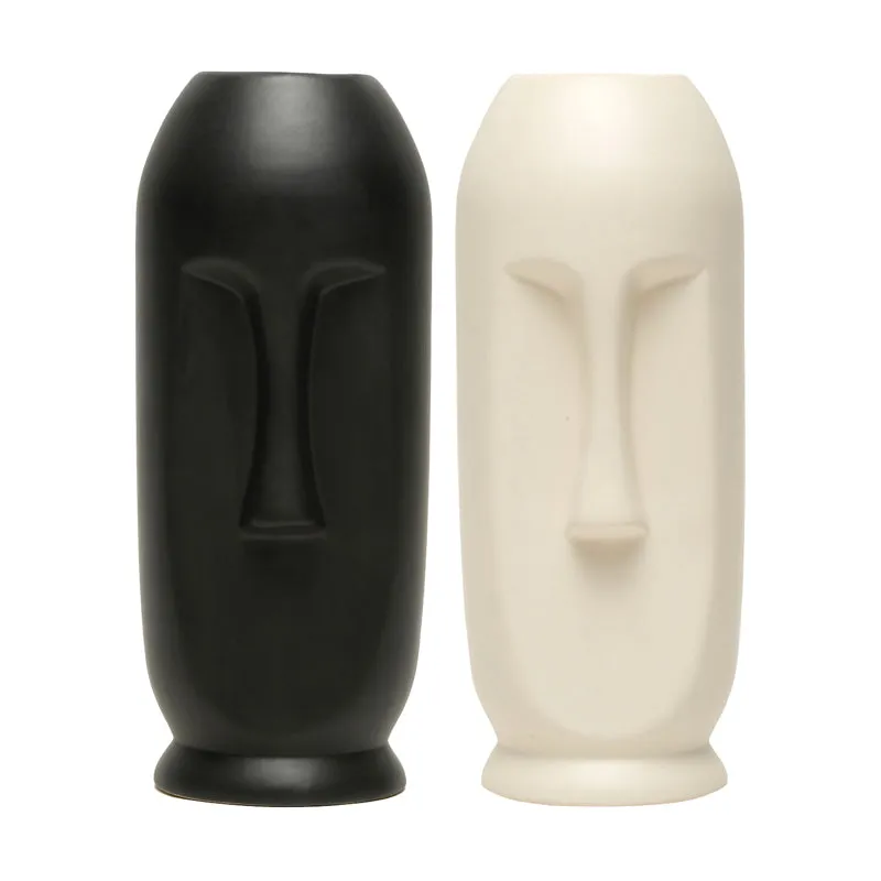 Straight Face Vase (Black,White) - Set Of Two media 3