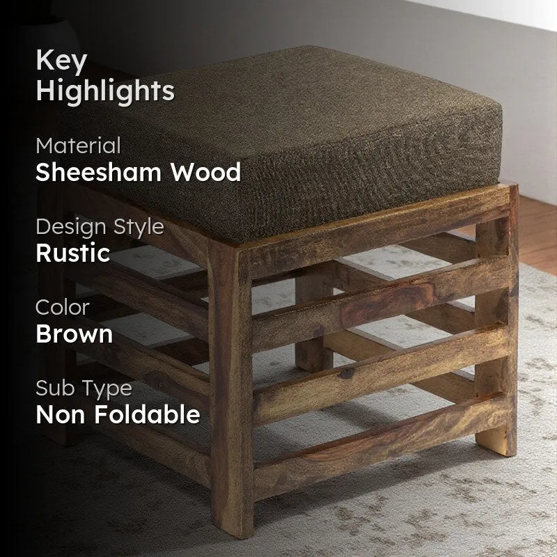 Tynex Sheesham Wooden Bench with Stool (Brown) - Two Piece Set media 2