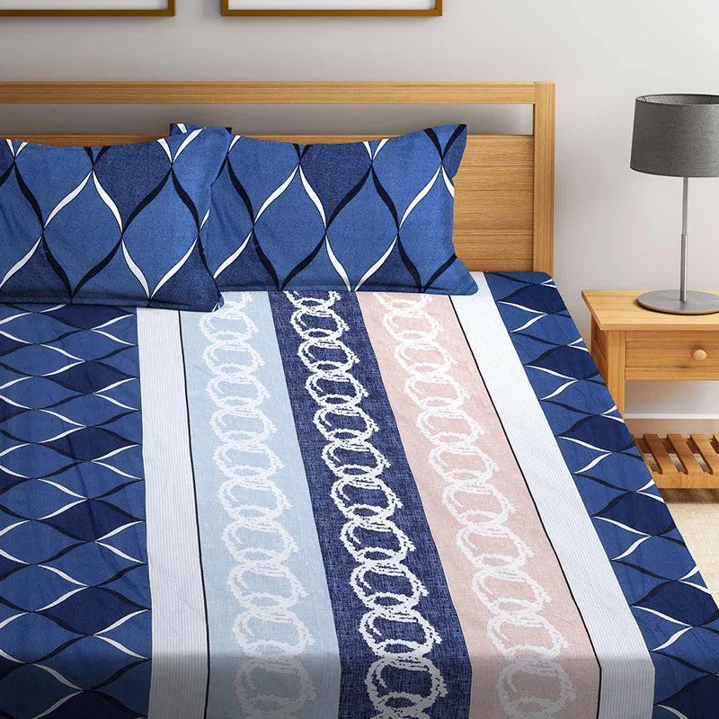 Braun Geometric Bedsheet - 150 GSM media 1
