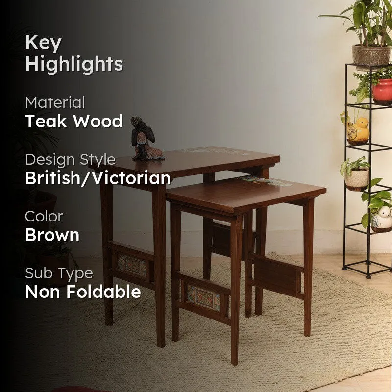 Mimo Teak Wood Nesting Stools - Set of Two media 2