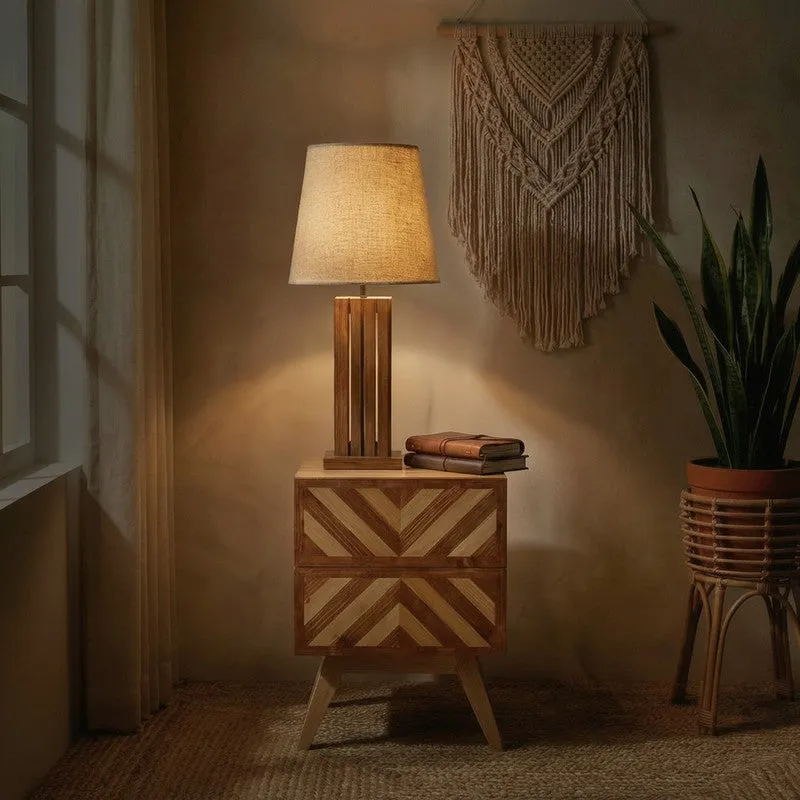 Ivory Beam Wooden Table Lamp media 1