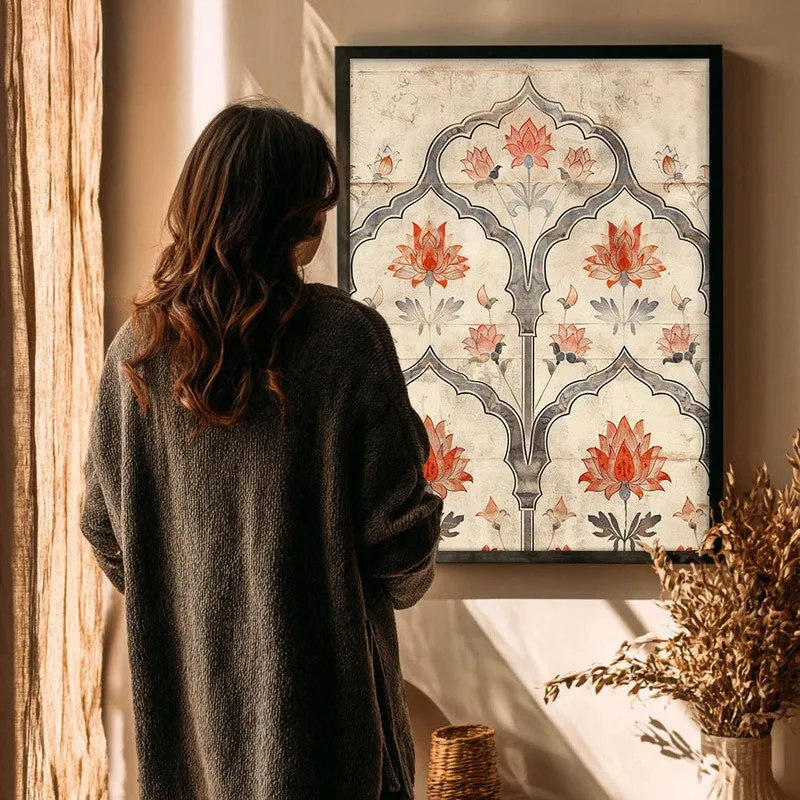 Lotus Arch Canvas Wall Painting With Black Frame media 6