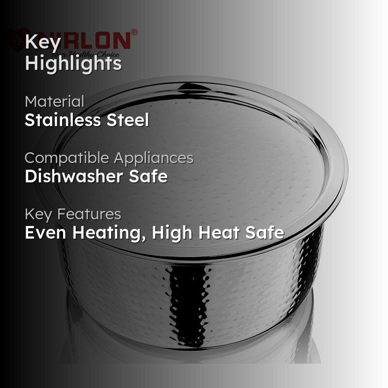 Nirlon Stainless Steel Pateela With Lid - 2200 mL/7 Inches media 2