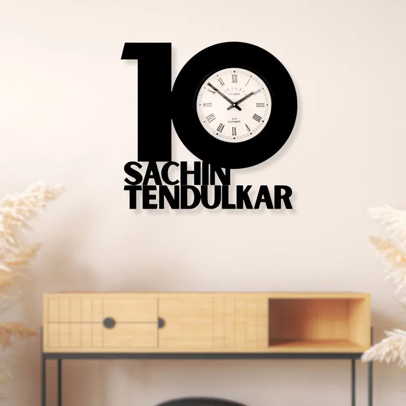 Sachin Tendulkar Steel Analog Wall Clock - Black media 3