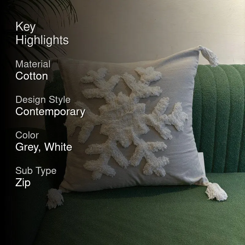 Winter's Lace Cotton Cushion Cover media 2