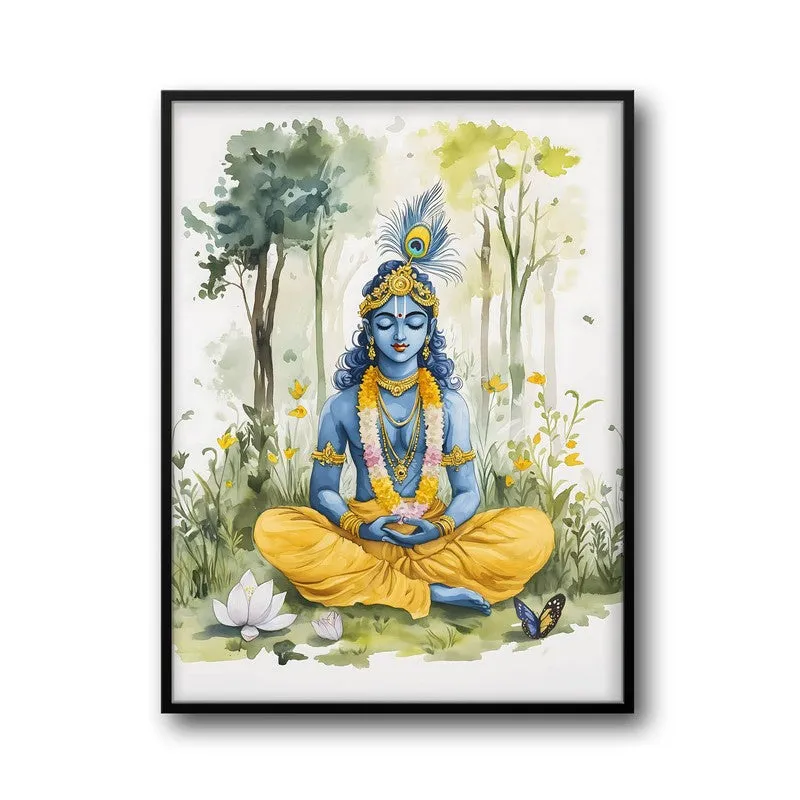 Sacred Balachandra Spiritual Archival Paper Wall Painting With Frame - Black media 5