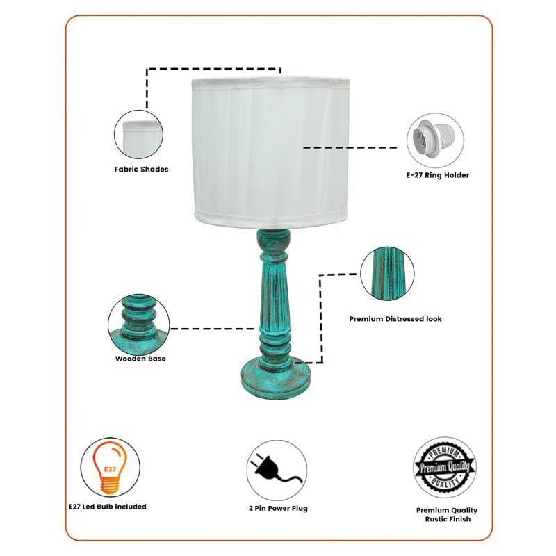 Anjika Fabric Table Lamp - White,Blue media 6