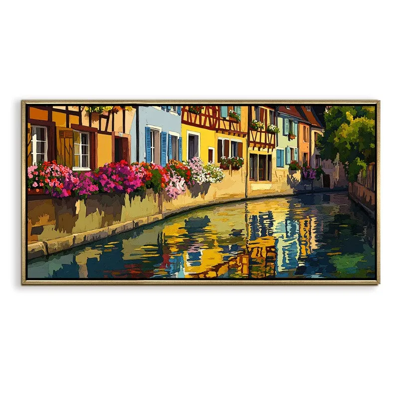 Aquarelle Canal Canvas Wall Painting With Frame media 3